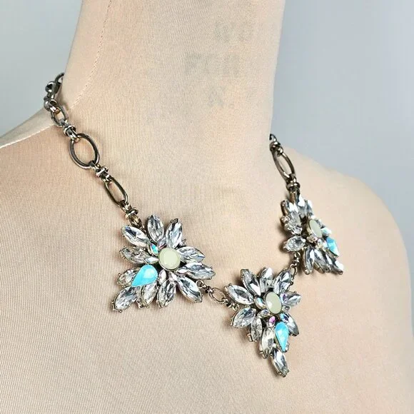 Bella Jack | Crystal Floral Statement Necklace | Aqua & Iridescent | 21.5" - Picture 10 of 10